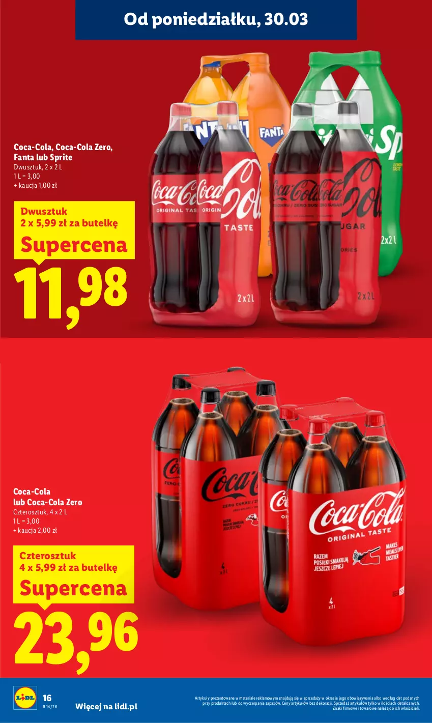 Gazetka promocyjna Lidl - Gazetka ważna od 30.03 do 1.04 - ważna 30.03 do 01.04.2026 - strona 16 - produkty: Coca-Cola, Fa, Fanta, Sprite