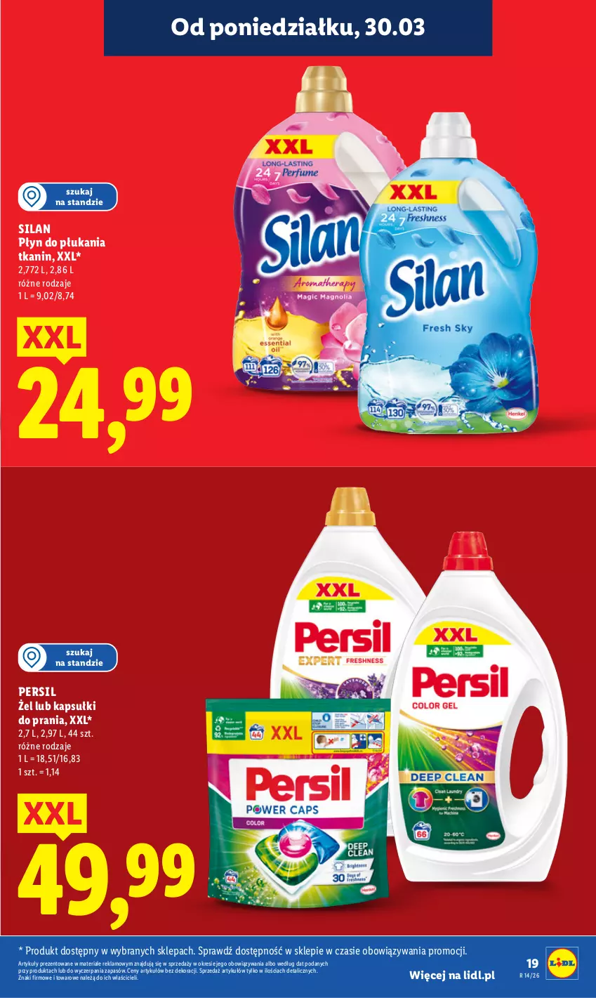 Gazetka promocyjna Lidl - Gazetka ważna od 30.03 do 1.04 - ważna 30.03 do 01.04.2026 - strona 19 - produkty: Kapsułki do prania, Persil, Płyn do płukania, Silan