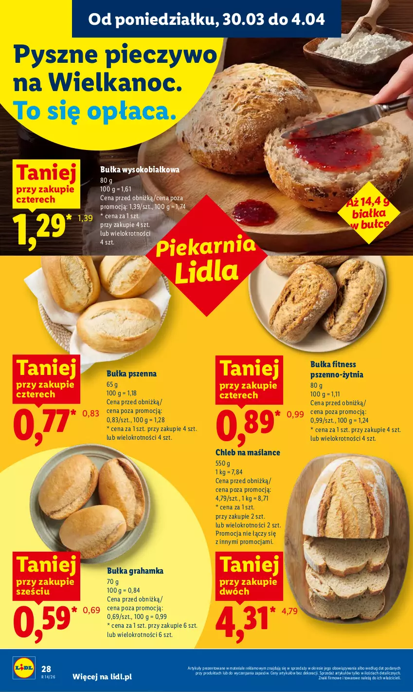 Gazetka promocyjna Lidl - Gazetka ważna od 30.03 do 1.04 - ważna 30.03 do 01.04.2026 - strona 28 - produkty: Bułka, Bułka fitness, Bułka grahamka, Chleb, Gra, Piec, Pieczywo, Sok