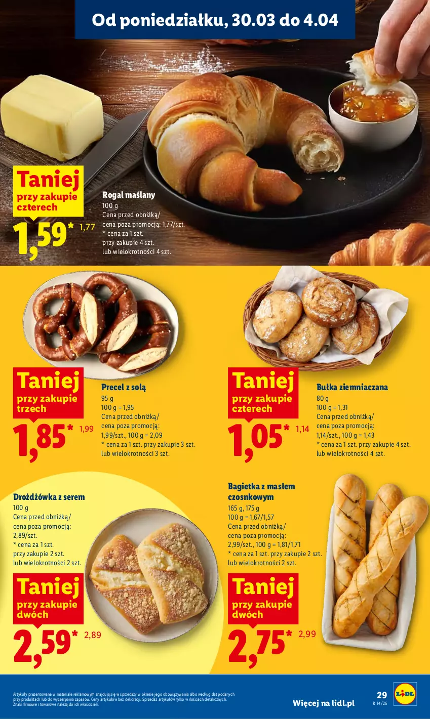 Gazetka promocyjna Lidl - Gazetka ważna od 30.03 do 1.04 - ważna 30.03 do 01.04.2026 - strona 29 - produkty: Bagietka, Bułka, Rogal, Ser