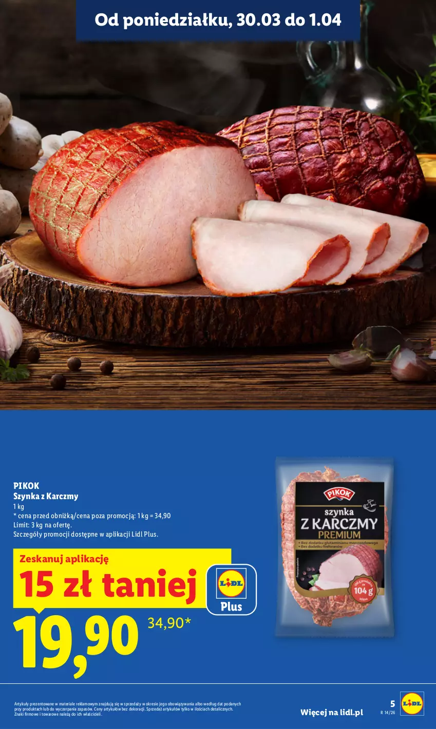 Gazetka promocyjna Lidl - Gazetka ważna od 30.03 do 1.04 - ważna 30.03 do 01.04.2026 - strona 5 - produkty: PIKOK, Szynka