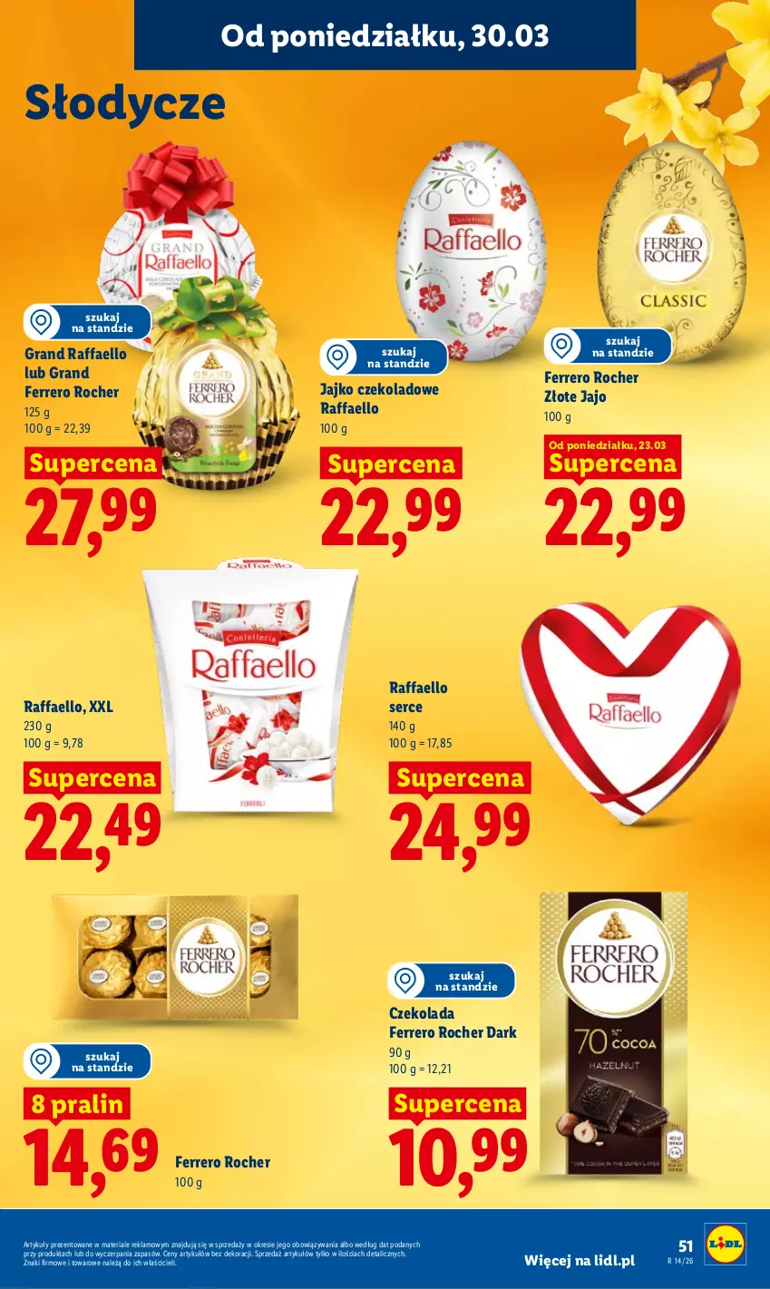 Gazetka promocyjna Lidl - Gazetka ważna od 30.03 do 1.04 - ważna 30.03 do 01.04.2026 - strona 51 - produkty: Czekolada, Fa, Ferrero, Ferrero Rocher, Gra, Raffaello, Ser