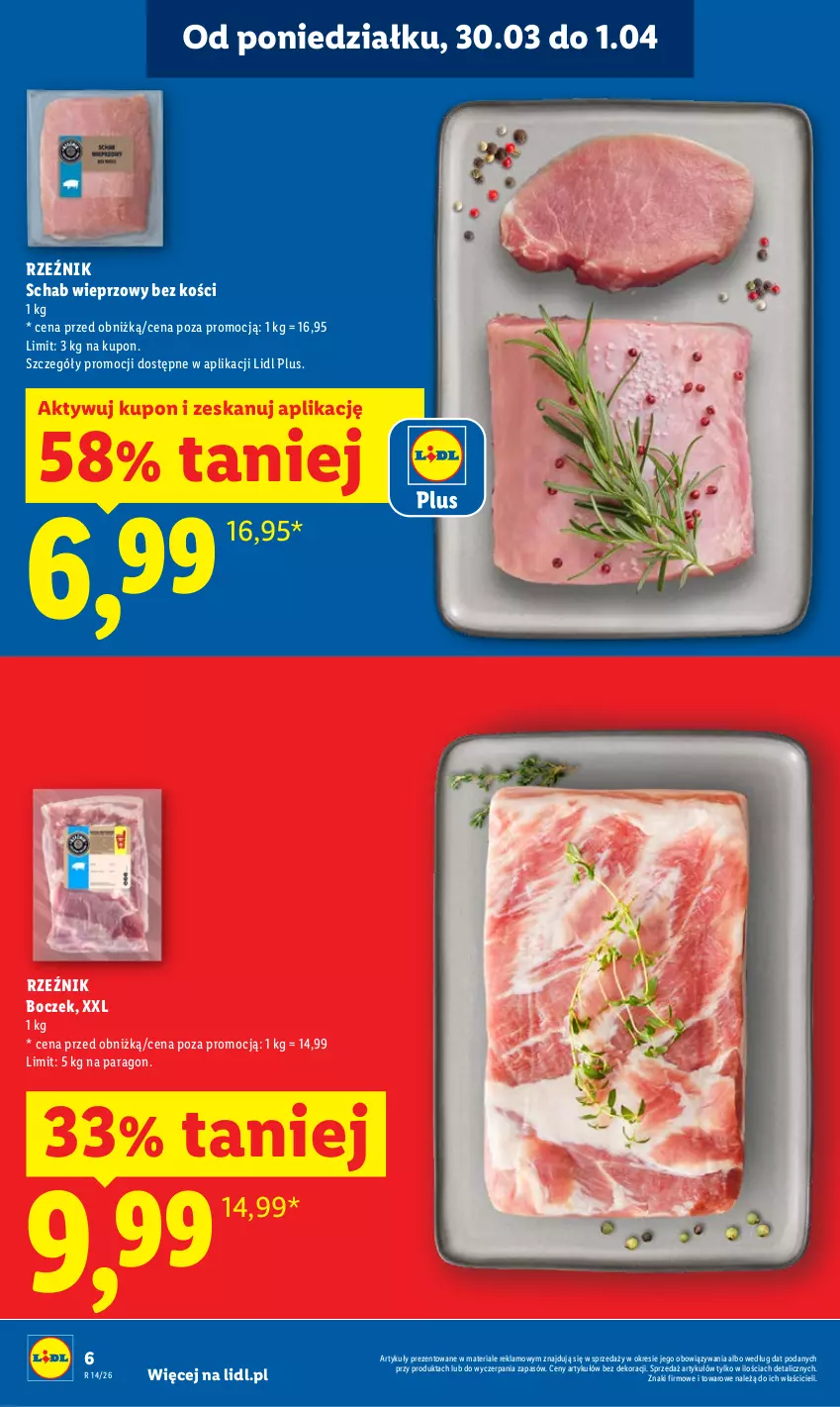Gazetka promocyjna Lidl - Gazetka ważna od 30.03 do 1.04 - ważna 30.03 do 01.04.2026 - strona 6 - produkty: Boczek, Schab wieprzowy