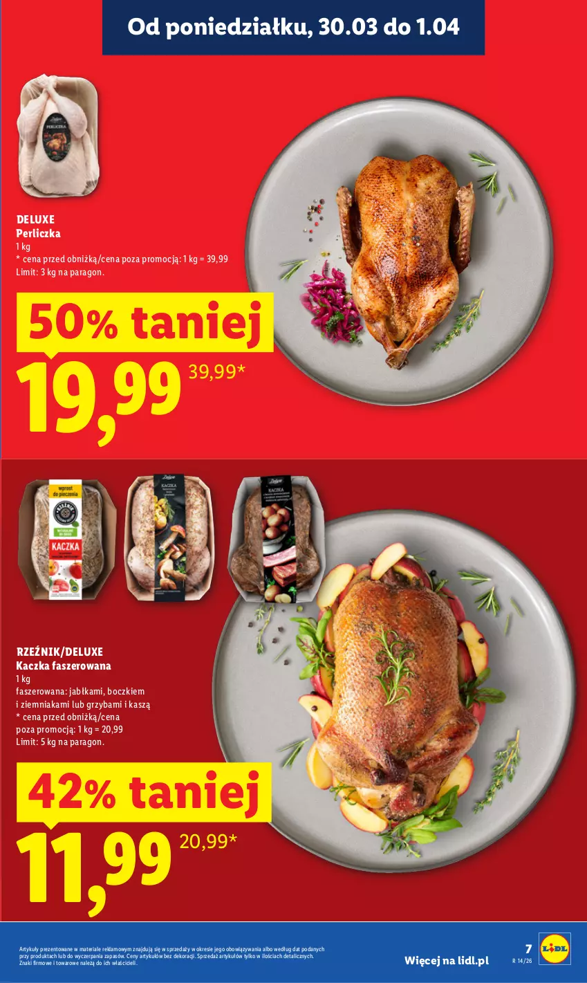 Gazetka promocyjna Lidl - Gazetka ważna od 30.03 do 1.04 - ważna 30.03 do 01.04.2026 - strona 7 - produkty: Fa, Jabłka, Kaczka, Kaczka faszerowana, Perliczka