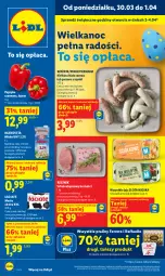 Gazetka promocyjna Lidl - Gazetka ważna od 30.03 do 1.04 - Gazetka - ważna od 01.04 do 01.04.2026 - strona 1 - produkty: Jaja, Papryka czerwona, Papryka, Praliny, Raffaello, Mlekovita, PIKOK, Schab wieprzowy, Ferrero, Kiełbasa biała, Masło, Kiełbasa, Mleko, Fa