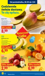 Gazetka promocyjna Lidl - Gazetka ważna od 30.03 do 1.04 - Gazetka - ważna od 01.04 do 01.04.2026 - strona 24 - produkty: Banany, Pomarańcze, Mango, Jabłka