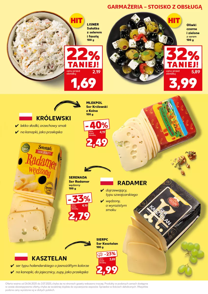 Gazetka promocyjna Kaufland - Mocny Start - ważna 30.06 do 02.07.2025 - strona 15 - produkty: Cars, Fa, Kasztelan, Królewski, Lisner, Noż, Oliwki, Radamer, Sałat, Sałatka, Ser, Ser Kasztelan