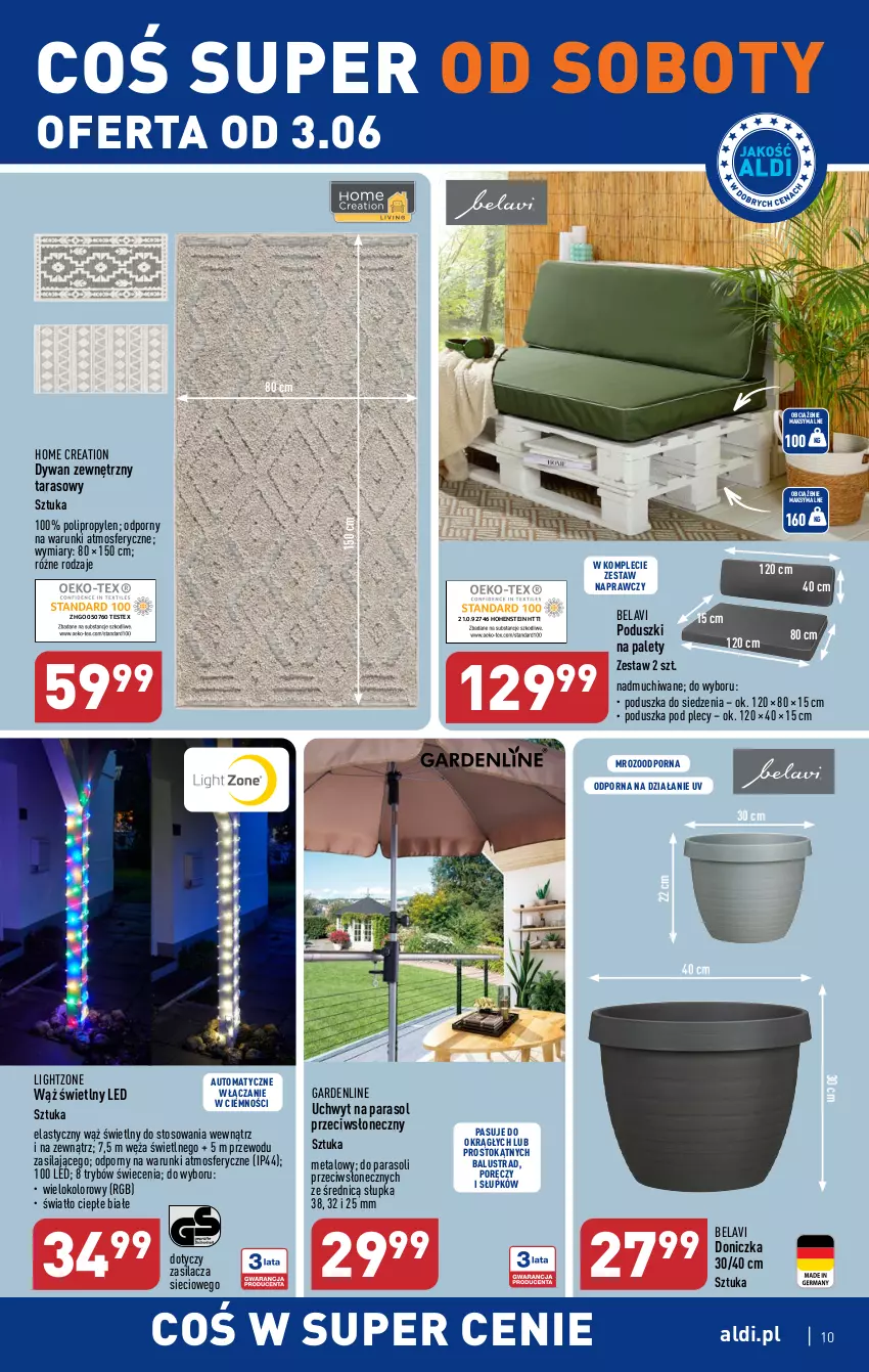 Gazetka promocyjna Aldi - COŚ na przyszły tydzień - ważna 31.05 do 03.06.2023 - strona 10 - produkty: Dywan, Parasol, Poduszka, Por