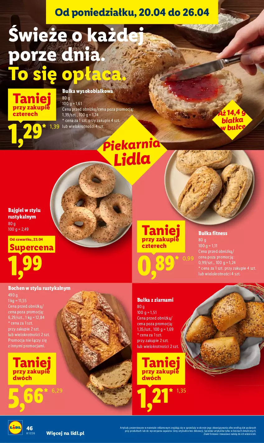 Gazetka promocyjna Lidl - Gazetka ważna od 23.04 do 26.04 - ważna 23.04 do 26.04.2026 - strona 46 - produkty: Bułka, Bułka fitness, Por, Rust, Sok