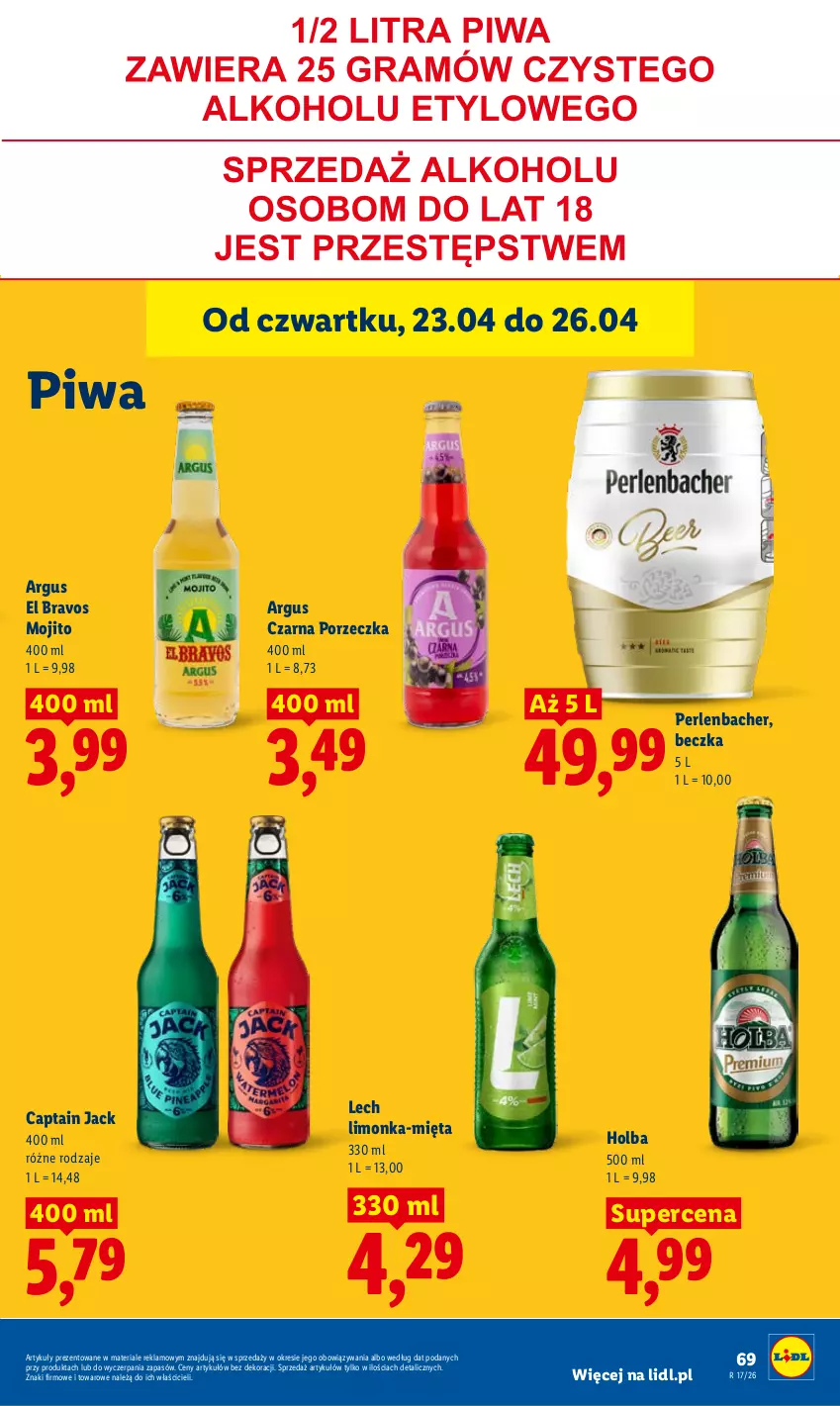 Gazetka promocyjna Lidl - Gazetka ważna od 23.04 do 26.04 - ważna 23.04 do 26.04.2026 - strona 69 - produkty: Captain Jack, Limonka, Mięta, NBA, Piwa, Por
