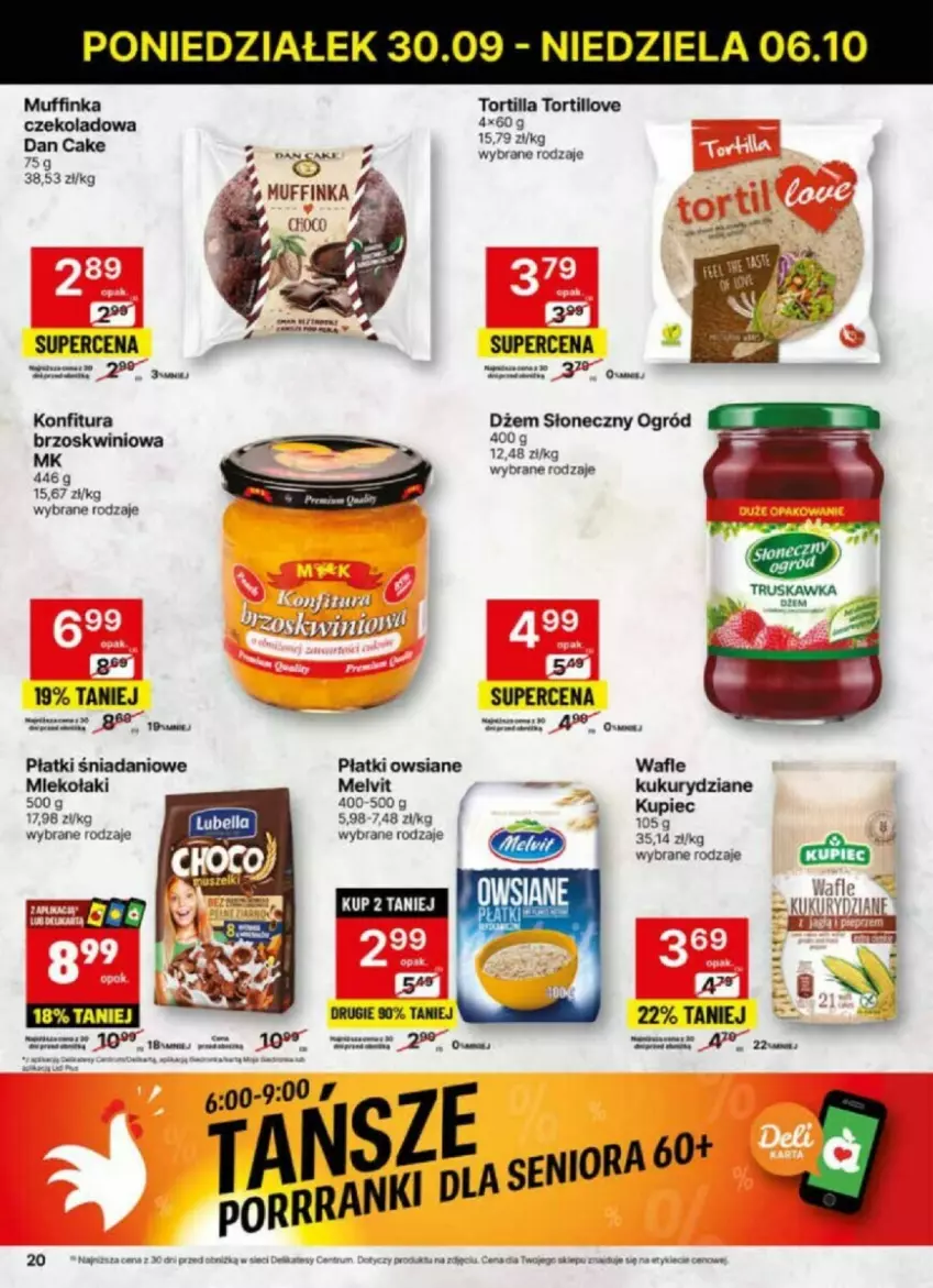 Gazetka promocyjna Delikatesy Centrum - ważna 30.09 do 06.10.2024 - strona 13 - produkty: Dan Cake, Danio, Dżem, Inka, Konfitura, Kupiec, Melvit, Ogród, Piec, Płatki owsiane, Tortilla, Wafle