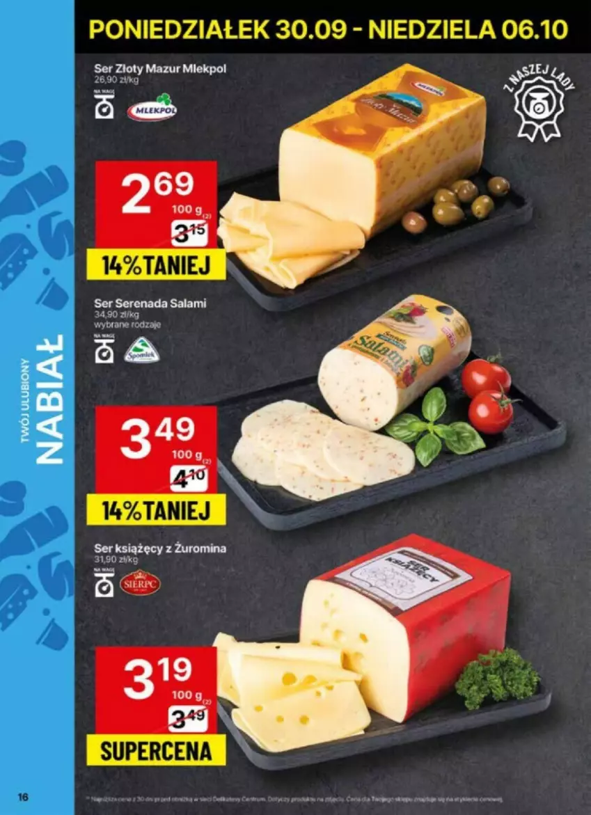 Gazetka promocyjna Delikatesy Centrum - ważna 30.09 do 06.10.2024 - strona 8 - produkty: Fa, Salami, Ser, Złoty Mazur