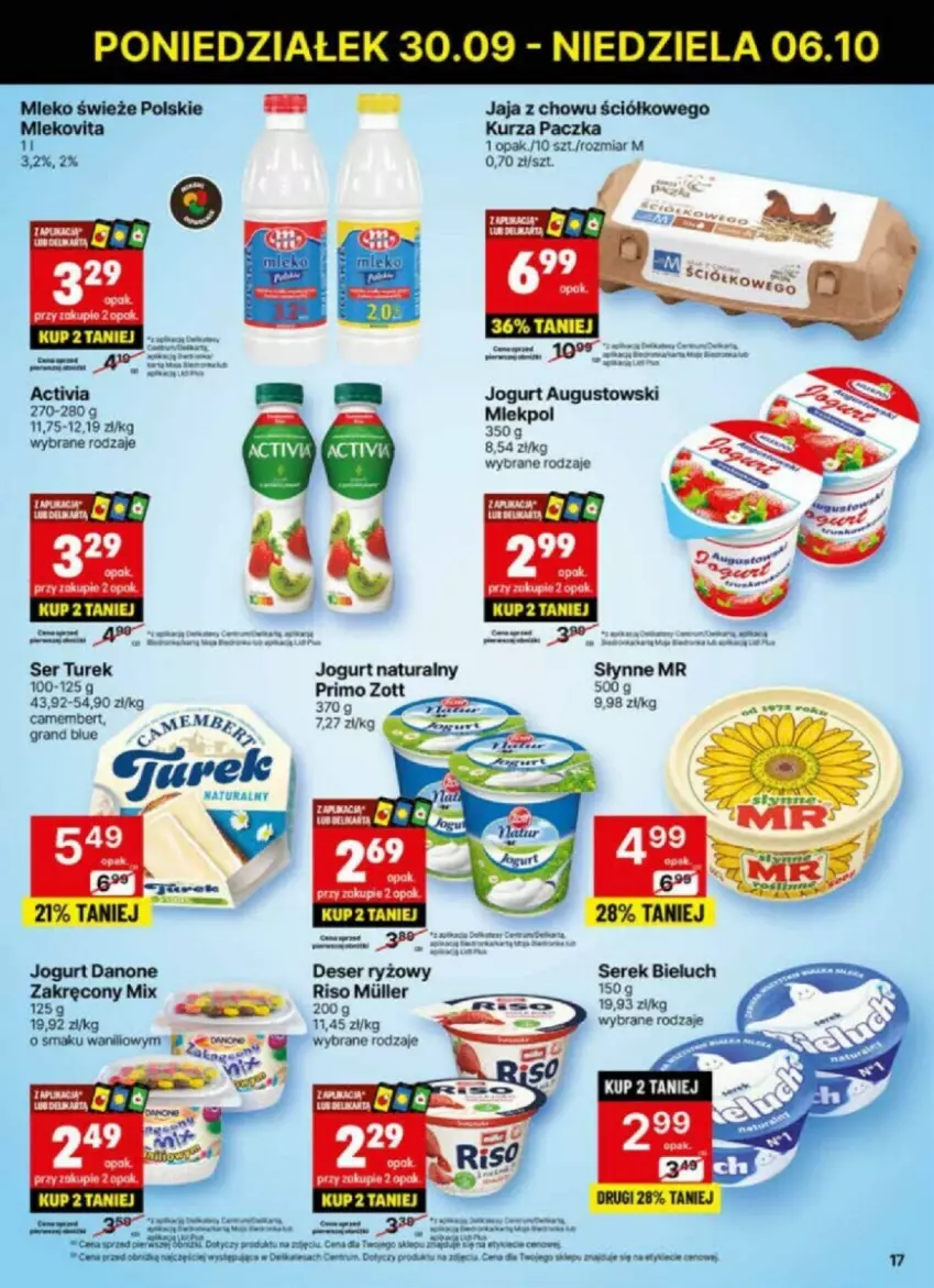 Gazetka promocyjna Delikatesy Centrum - ważna 30.09 do 06.10.2024 - strona 9 - produkty: Bieluch, Danone, Deser, Gra, Jaja, Jogurt, Jogurt naturalny, Rum, Ryż, Ser, Serek