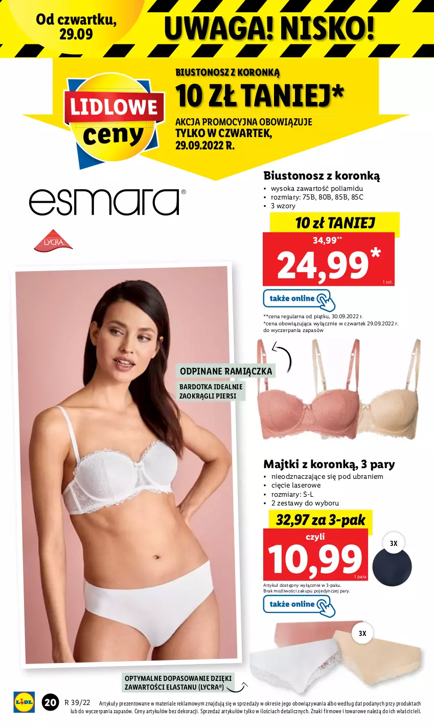 Gazetka promocyjna Lidl - GAZETKA - ważna 26.09 do 01.10.2022 - strona 22 - produkty: Biustonosz, Majtki, Ser, Sok, Waga