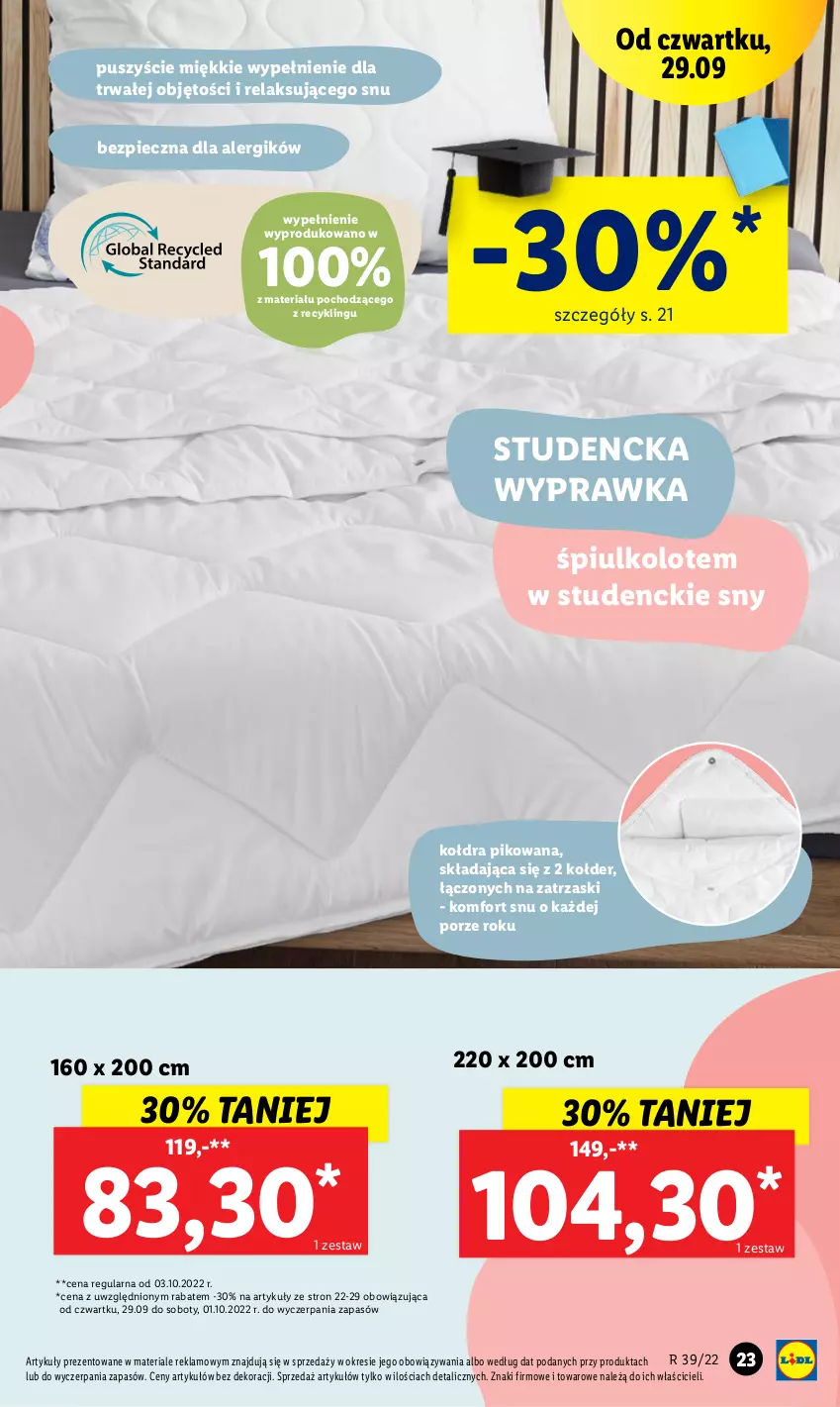 Gazetka promocyjna Lidl - GAZETKA - ważna 26.09 do 01.10.2022 - strona 27 - produkty: Control, Kołdra, Piec, Por