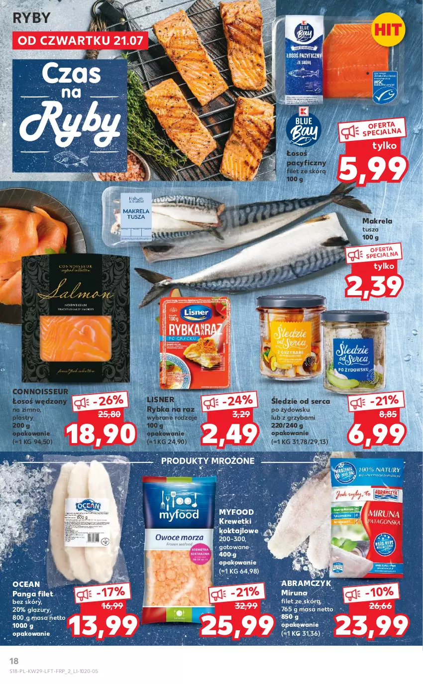 Gazetka promocyjna Kaufland - OFERTA TYGODNIA - ważna 21.07 do 27.07.2022 - strona 18 - produkty: Krewetki, Lazur, Lisner, Miruna, Panga, Produkty mrożone, Rybka na raz, Ser, Tusz