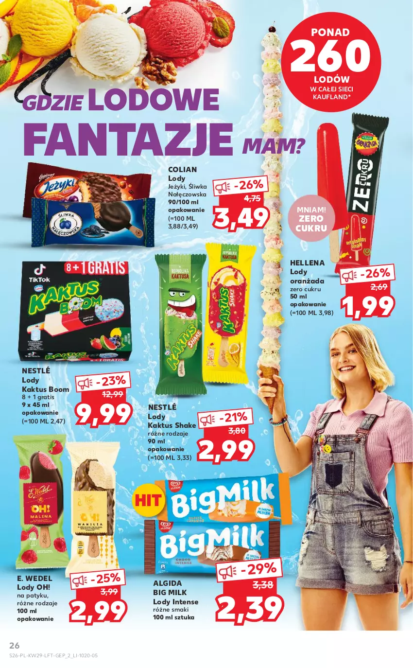 Gazetka promocyjna Kaufland - OFERTA TYGODNIA - ważna 21.07 do 27.07.2022 - strona 26 - produkty: Algida, Big Milk, E. Wedel, Fa, Fanta, Gra, Hellena, Jeżyki, Kaktus, LG, Lody, Nestlé, Oranżada