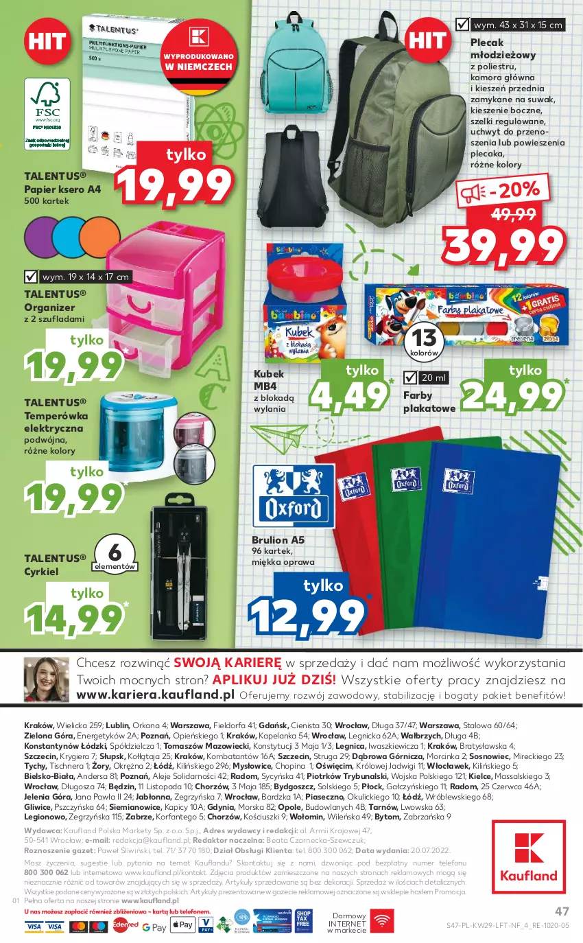 Gazetka promocyjna Kaufland - OFERTA TYGODNIA - ważna 21.07 do 27.07.2022 - strona 47 - produkty: Dres, Fa, Gra, Inka, Kubek, Lion, Organizer, Orka, Papier, Plecak, Ser, Sos, Telefon, Top