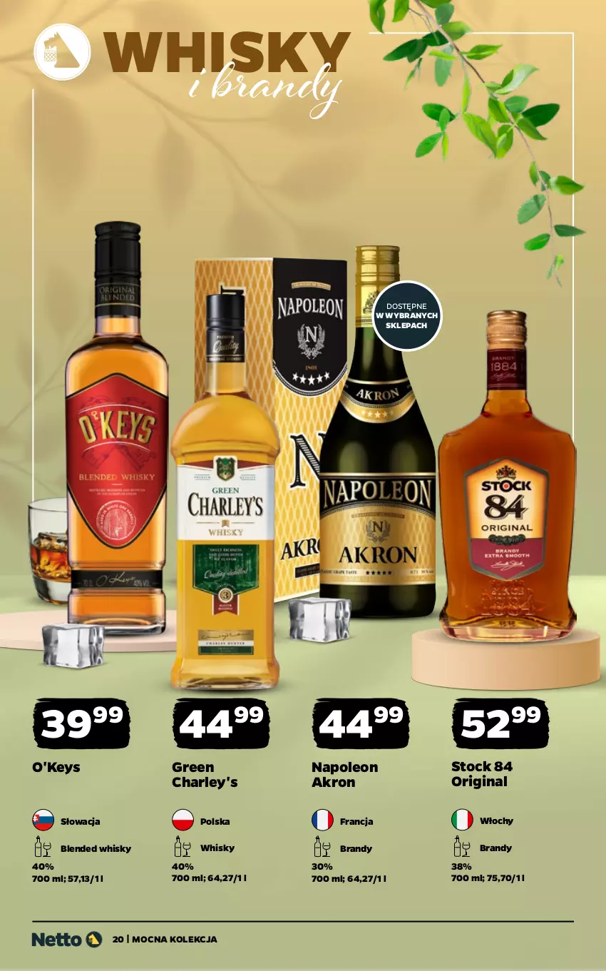 Gazetka promocyjna Netto - Alkohole - Mocne - ważna 11.05 do 23.05.2026 - strona 20 - produkty: Brandy, Gin, Leon, Oleo, Stock, Whisky