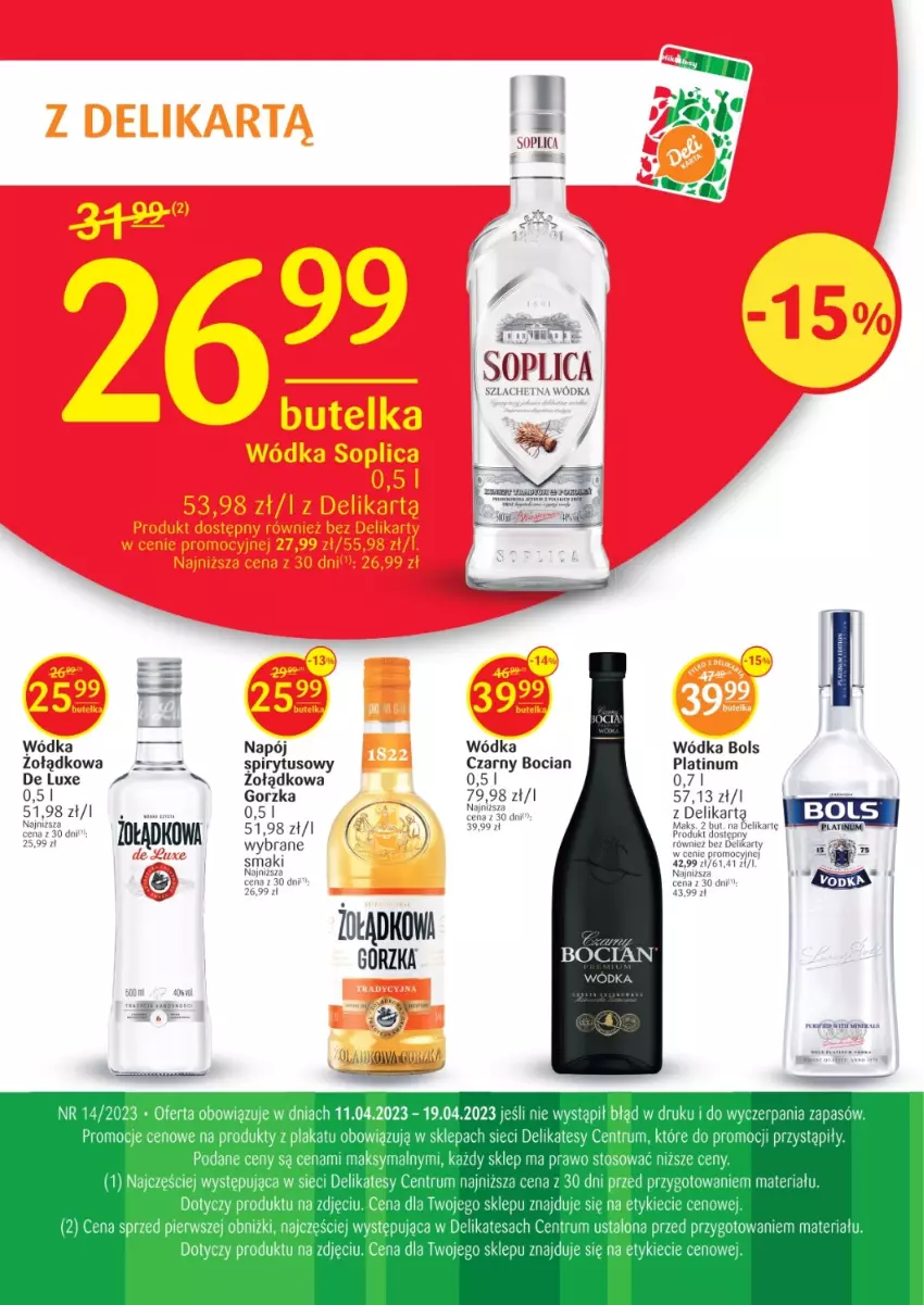 Gazetka promocyjna Delikatesy Centrum - Folder alkoholowy DC14 - ważna 11.04 do 19.04.2023 - strona 1 - produkty: Bols, Napój, Rum, Soplica, Wódka