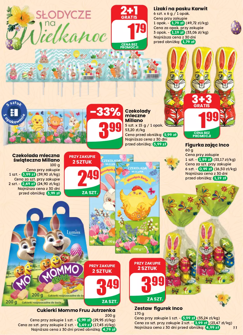 Gazetka promocyjna Dino - Gazetka 13 / 2026 - ważna 25.03 do 31.03.2026 - strona 11 - produkty: Cukier, Cukierki, Czekolada, Czekolada mleczna, Gra, Jutrzenka, Lizaki