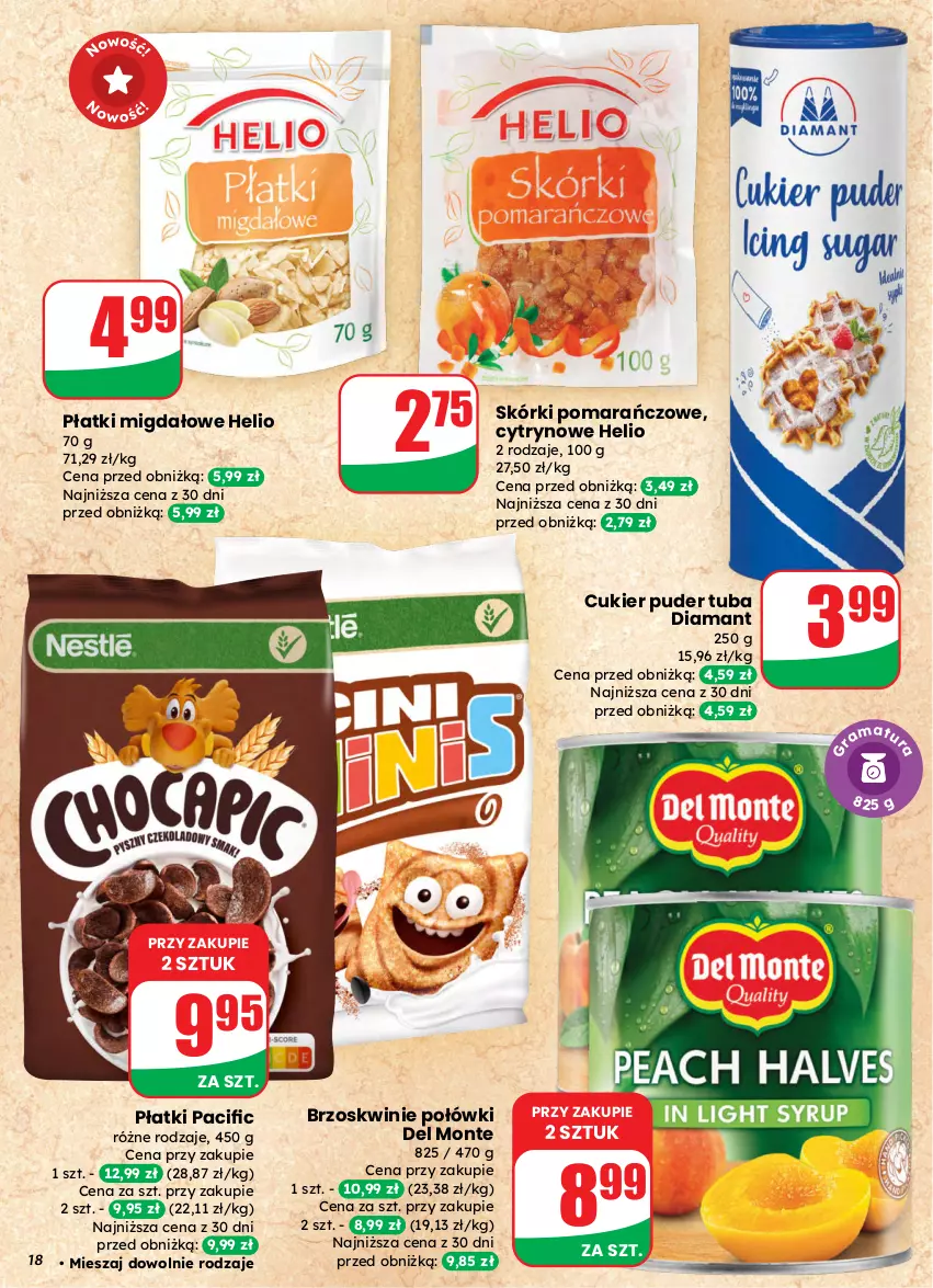 Gazetka promocyjna Dino - Gazetka 13 / 2026 - ważna 25.03 do 31.03.2026 - strona 18 - produkty: Brzoskwinie, Cukier, Cukier puder, Diamant, Helio, Monte, Puder