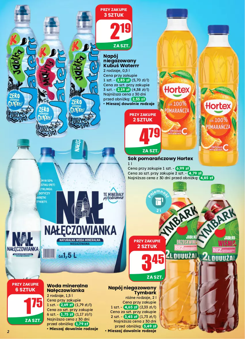 Gazetka promocyjna Dino - Gazetka 13 / 2026 - ważna 25.03 do 31.03.2026 - strona 2 - produkty: Hortex, Kubuś, Kubuś Waterrr, Nałęczowianka, Napój, Napój niegazowany, Sok, Sok pomarańczowy, Tymbark, Woda, Woda mineralna