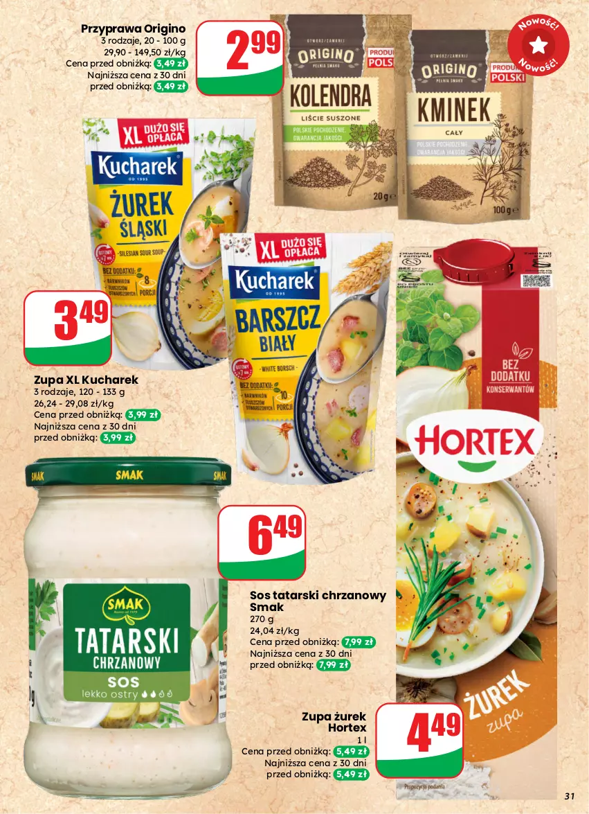 Gazetka promocyjna Dino - Gazetka 13 / 2026 - ważna 25.03 do 31.03.2026 - strona 31 - produkty: Chrzan, Gin, Hortex, Kucharek, Sos, Zupa