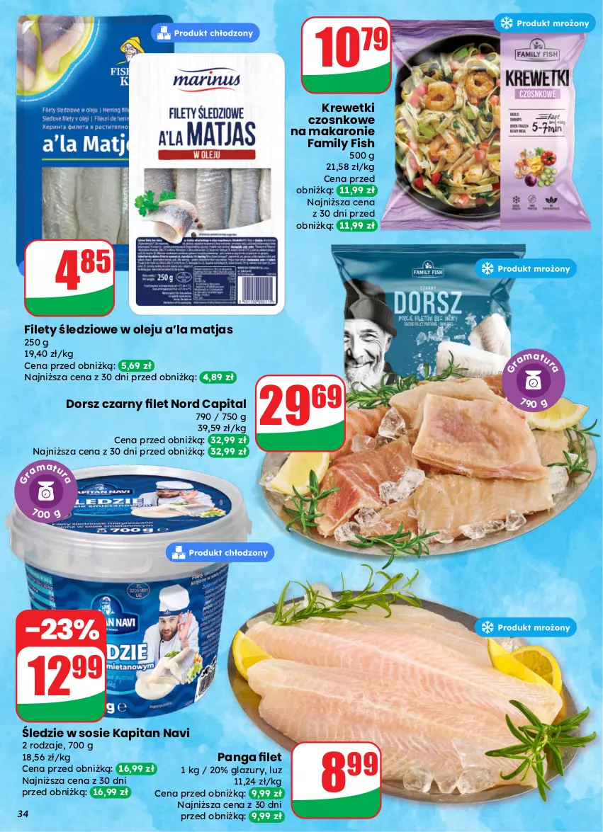 Gazetka promocyjna Dino - Gazetka 13 / 2026 - ważna 25.03 do 31.03.2026 - strona 34 - produkty: Dorsz, Fa, Krewetki, Lazur, Makaron, Matjas, Olej, Panga, Sos