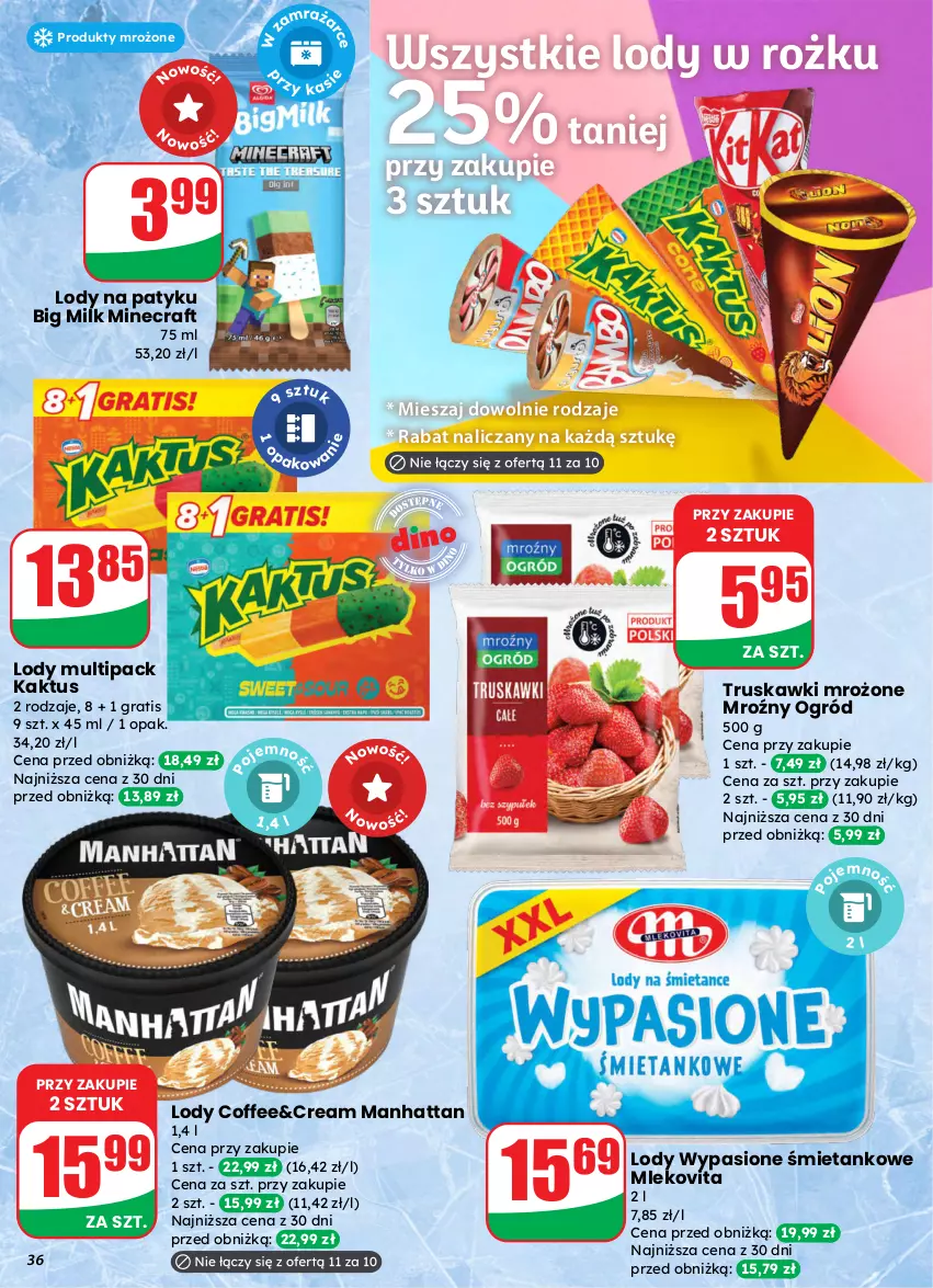 Gazetka promocyjna Dino - Gazetka 13 / 2026 - ważna 25.03 do 31.03.2026 - strona 36 - produkty: Big Milk, Gra, Kaktus, Lody, Minecraft, Mleko, Mlekovita, Ogród, Produkty mrożone, Truskawki