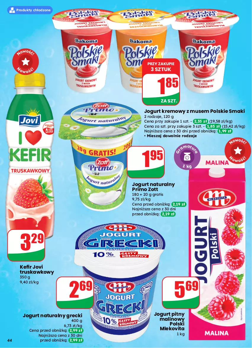 Gazetka promocyjna Dino - Gazetka 13 / 2026 - ważna 25.03 do 31.03.2026 - strona 44 - produkty: Gra, Jogurt, Jogurt naturalny, Jogurt pitny, Mleko, Mlekovita, Mus, Zott