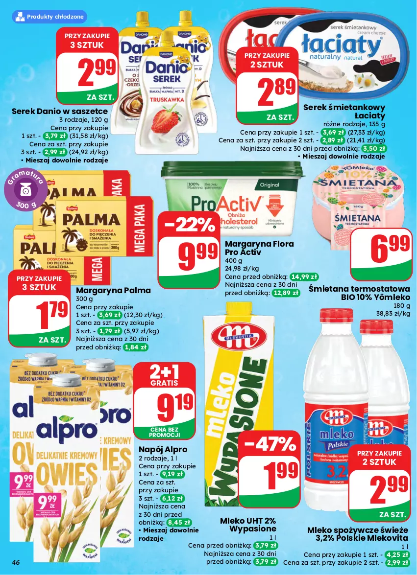 Gazetka promocyjna Dino - Gazetka 13 / 2026 - ważna 25.03 do 31.03.2026 - strona 46 - produkty: Alpro, Danio, Flora, Gra, Margaryna, Mleko, Mlekovita, Napój, Palma, Ser, Serek, Termos
