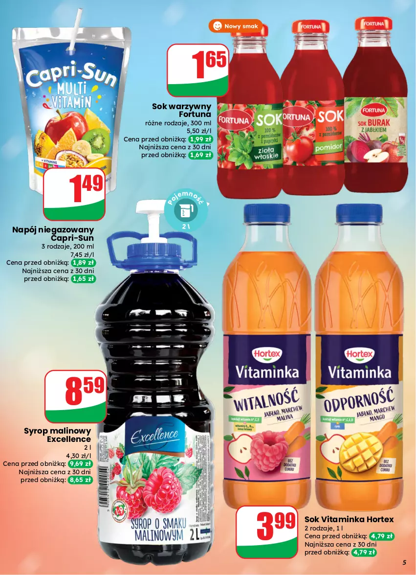 Gazetka promocyjna Dino - Gazetka 13 / 2026 - ważna 25.03 do 31.03.2026 - strona 5 - produkty: Fortuna, Hortex, Inka, Napój, Napój niegazowany, Sok, Syrop