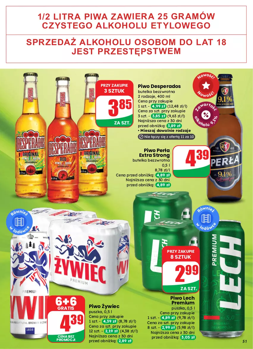Gazetka promocyjna Dino - Gazetka 13 / 2026 - ważna 25.03 do 31.03.2026 - strona 51 - produkty: Desperados, Gra, Lech Premium, Perła, Piwa, Piwo