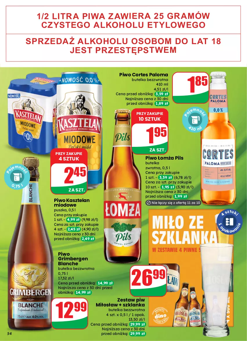 Gazetka promocyjna Dino - Gazetka 13 / 2026 - ważna 25.03 do 31.03.2026 - strona 54 - produkty: Gra, Kasztelan, Piwa, Piwo, Szklanka