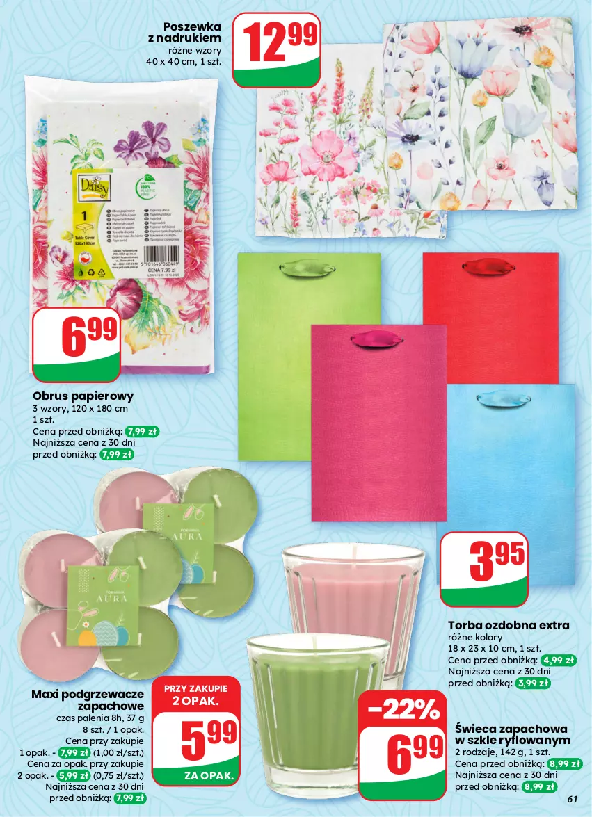 Gazetka promocyjna Dino - Gazetka 13 / 2026 - ważna 25.03 do 31.03.2026 - strona 61 - produkty: Obrus, Papier, Podgrzewacze, Poszewka, Torba