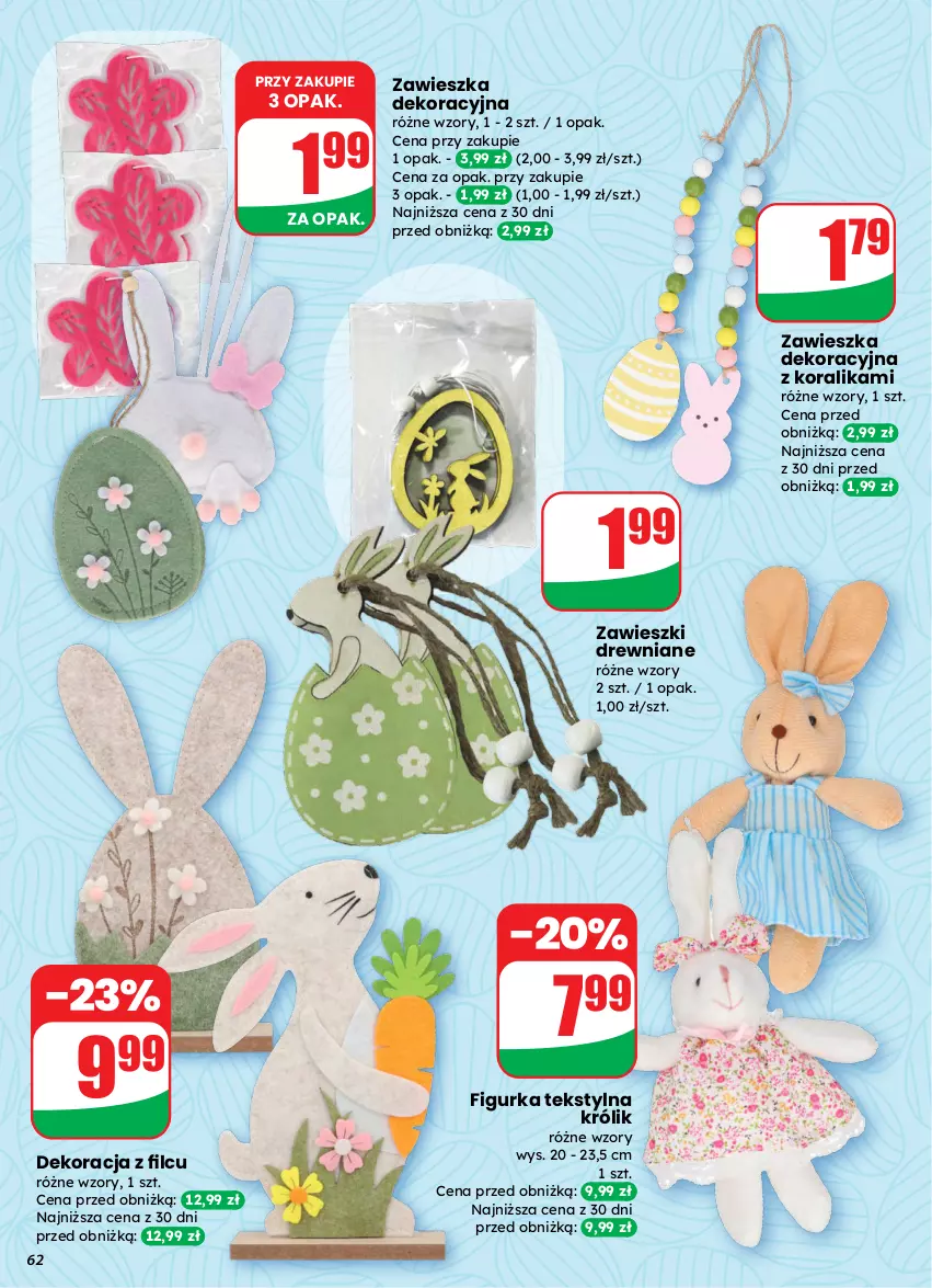 Gazetka promocyjna Dino - Gazetka 13 / 2026 - ważna 25.03 do 31.03.2026 - strona 62 - produkty: Królik, Zawieszki, Zawieszki drewniane