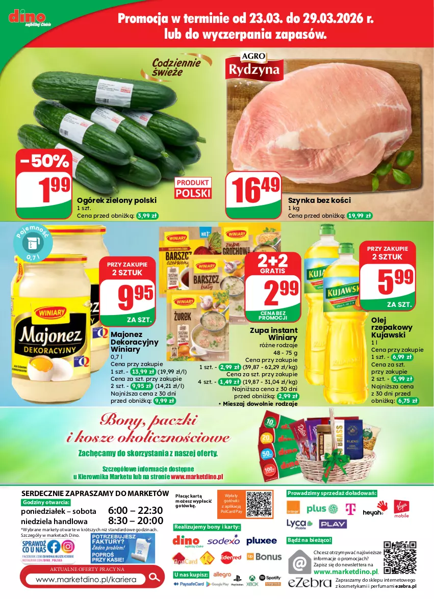Gazetka promocyjna Dino - Gazetka 13 / 2026 - ważna 25.03 do 31.03.2026 - strona 76 - produkty: Gra, Kosz, Kujawski, Majonez, Ogórek, Olej, Olej rzepakowy, Perfum, Ser, Szynka, Telefon, Tera, Winiary, Zupa