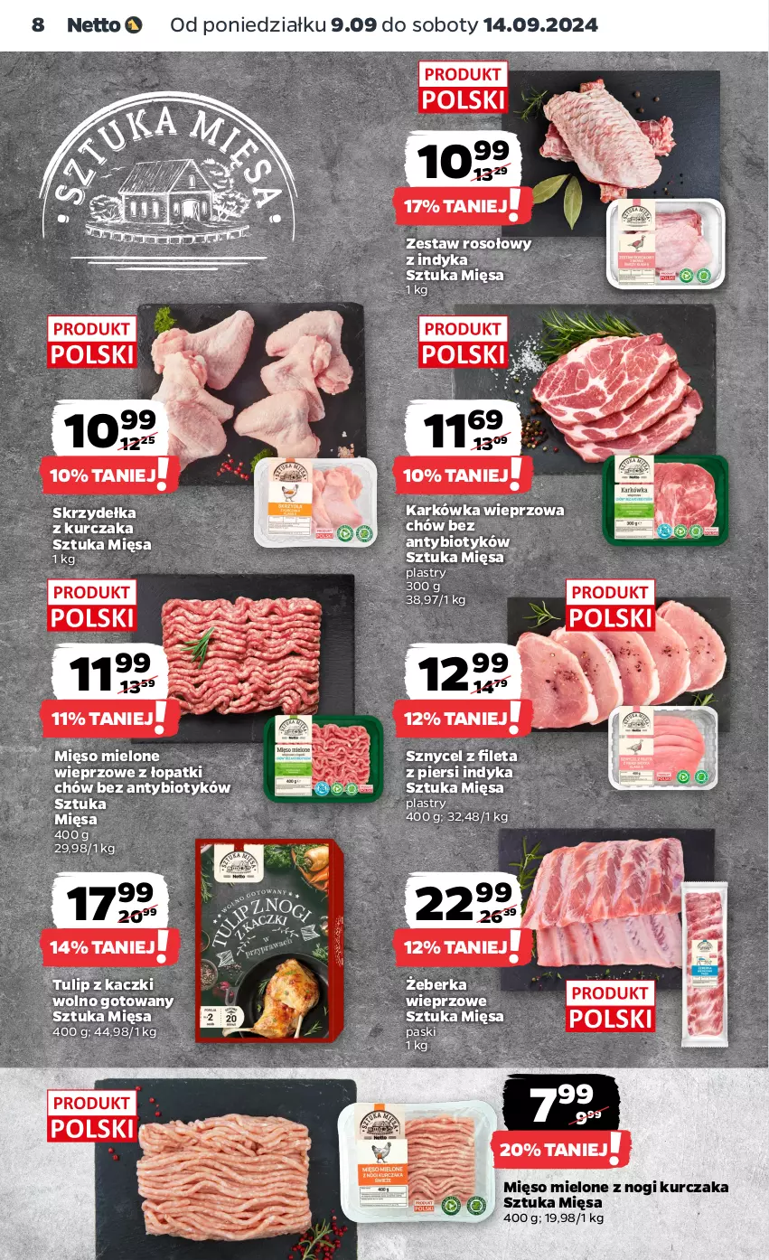 Gazetka promocyjna Netto - Netto Gazetka Food 37/24A - ważna 09.09 do 14.09.2024 - strona 8 - produkty: Karkówka wieprzowa, Kurczak, Mięso, Mięso mielone, Skrzydełka z kurczaka