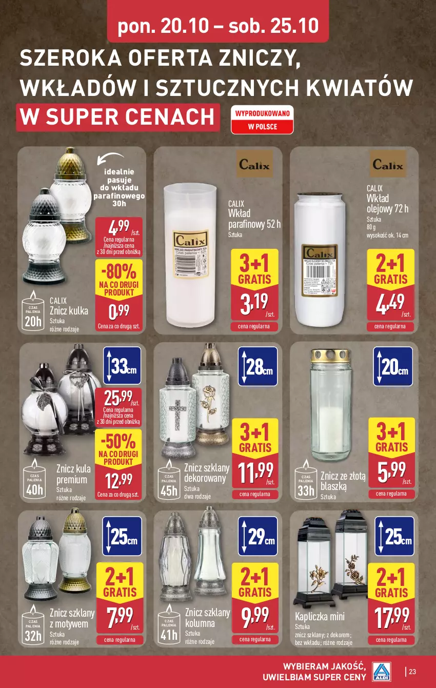 Gazetka promocyjna Aldi - Pełna oferta - ważna 20.10 do 25.10.2025 - strona 23 - produkty: Gra, Olej, Sok, Wkład olejowy, Znicz