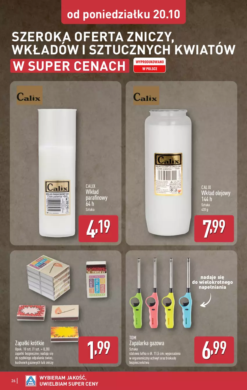 Gazetka promocyjna Aldi - Pełna oferta - ważna 20.10 do 25.10.2025 - strona 26 - produkty: Olej, Piec, Wkład olejowy, Zapalarka, Znicz