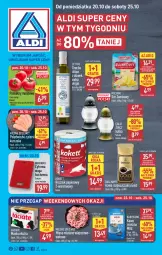 Gazetka promocyjna Aldi - Pełna oferta - Gazetka - ważna od 25.10 do 25.10.2025 - strona 1 - produkty: Kurczak, Mięso mielone, Kawa rozpuszczalna, Ser, Gin, Gra, Papier, Mięsne specjały, Dallmayr, Kawa mielona, Kawa, Ręcznik, Znicz, Oliwa z oliwek, Waga, Masło, Pomidory, Mięso, Oliwa