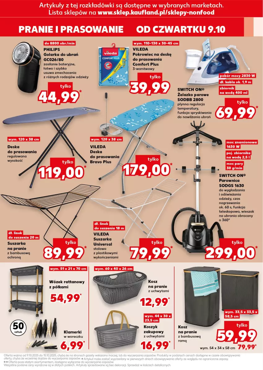 Gazetka promocyjna Kaufland - Kaufland - ważna 09.10 do 15.10.2025 - strona 7 - produkty: Golarka, Kosz, Parownica, Philips, Pokrowiec, Pokrowiec na deskę, Półka, Silan, Sok, Suszarka, Teleskop, Ubrania, Vileda, Wieszak, Wózek