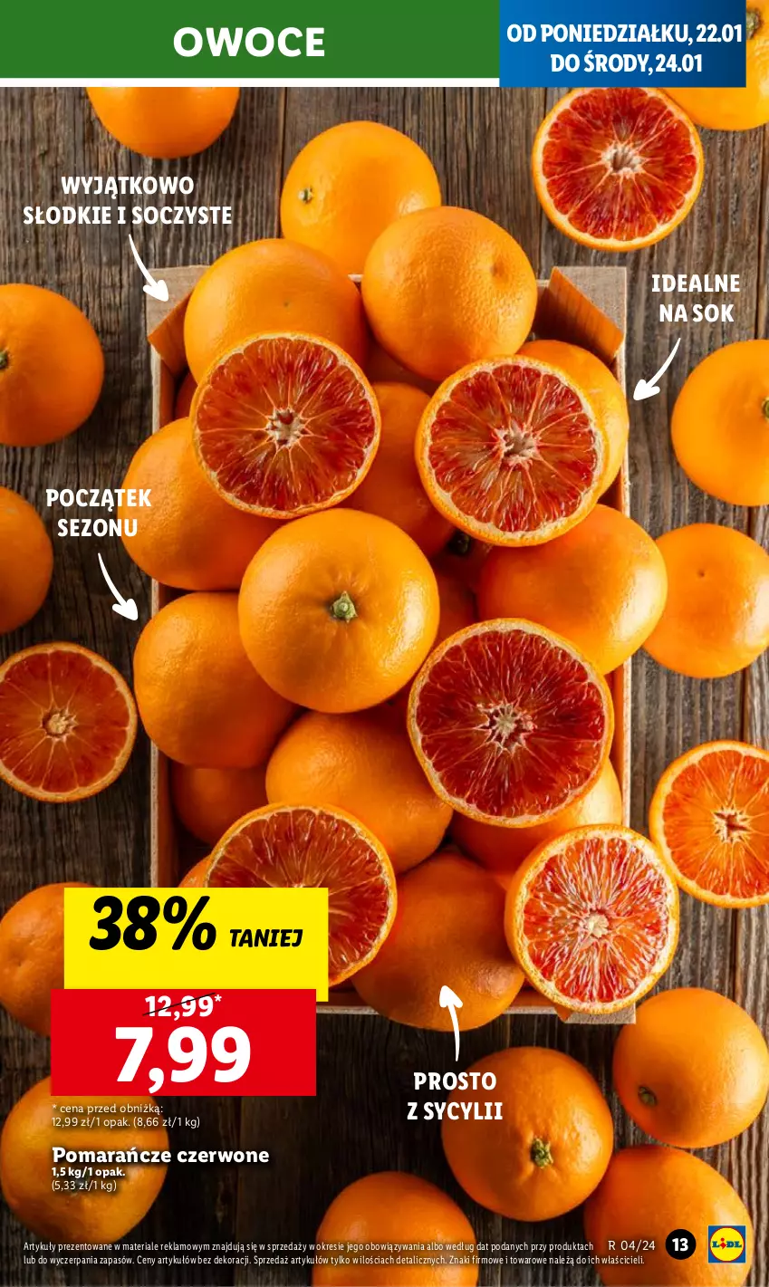Gazetka promocyjna Lidl - GAZETKA - ważna 22.01 do 24.01.2024 - strona 13 - produkty: Owoce, Pomarańcze, Sok