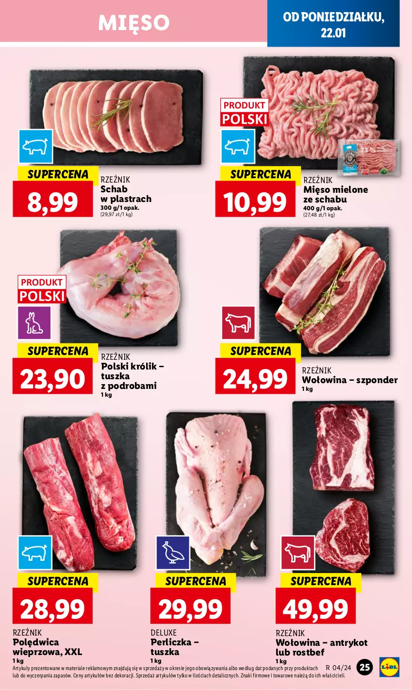 Gazetka promocyjna Lidl - GAZETKA - ważna 22.01 do 24.01.2024 - strona 27 - produkty: Królik, Mięso, Mięso mielone, Perliczka, Polędwica, Rostbef, Tusz, Wołowina