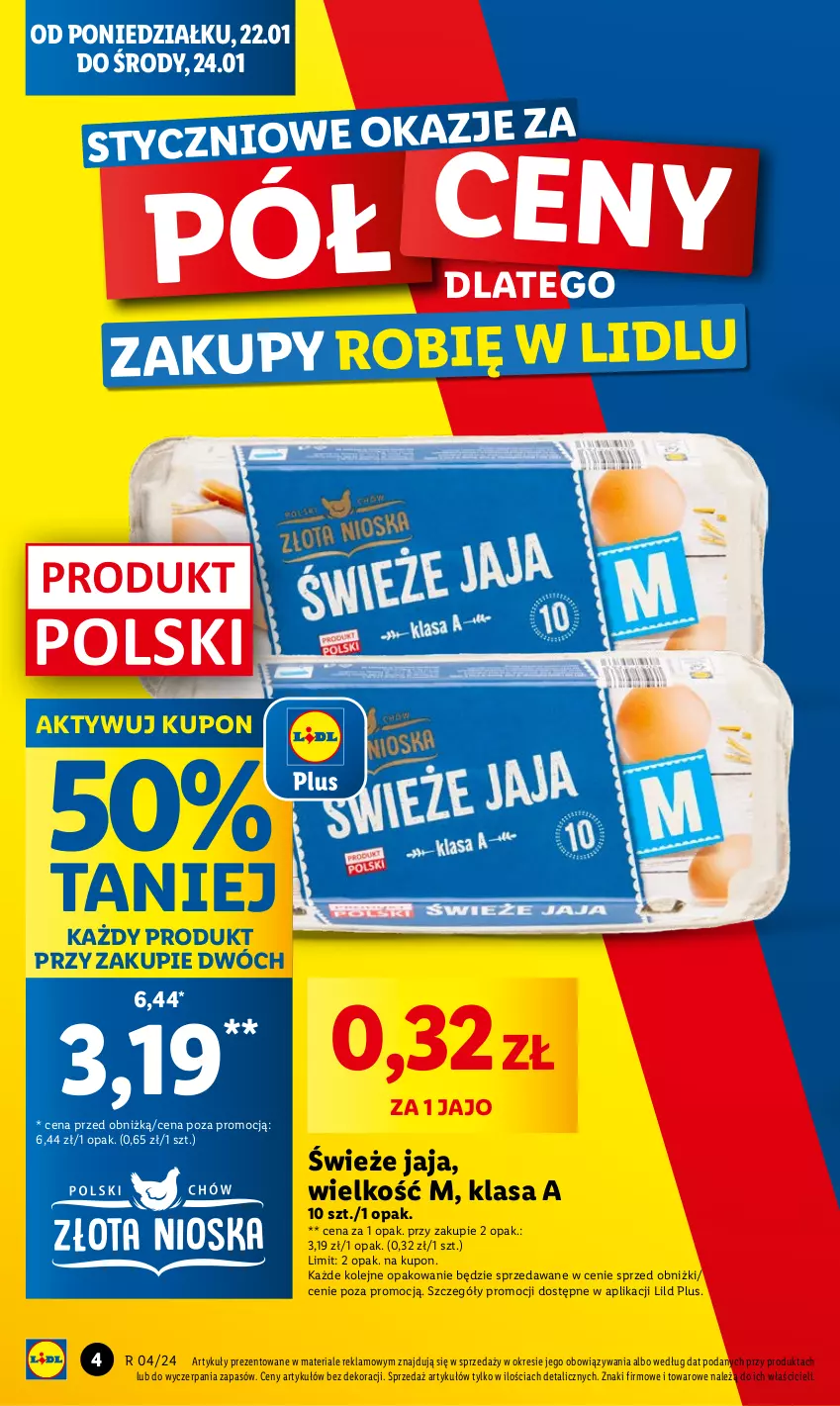 Gazetka promocyjna Lidl - GAZETKA - ważna 22.01 do 24.01.2024 - strona 4 - produkty: Jaja, Olej