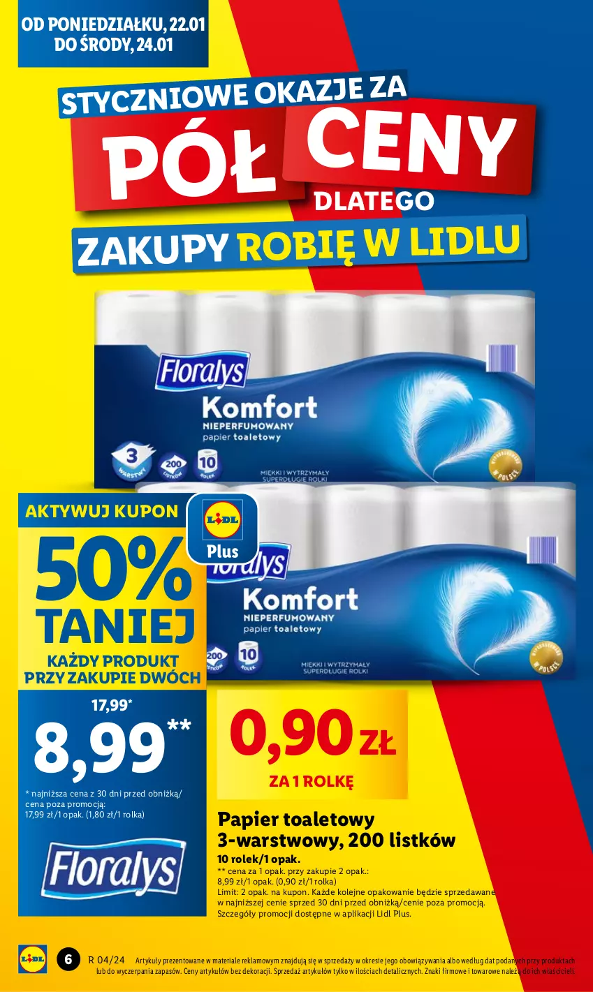 Gazetka promocyjna Lidl - GAZETKA - ważna 22.01 do 24.01.2024 - strona 6 - produkty: Olej, Papier, Papier toaletowy