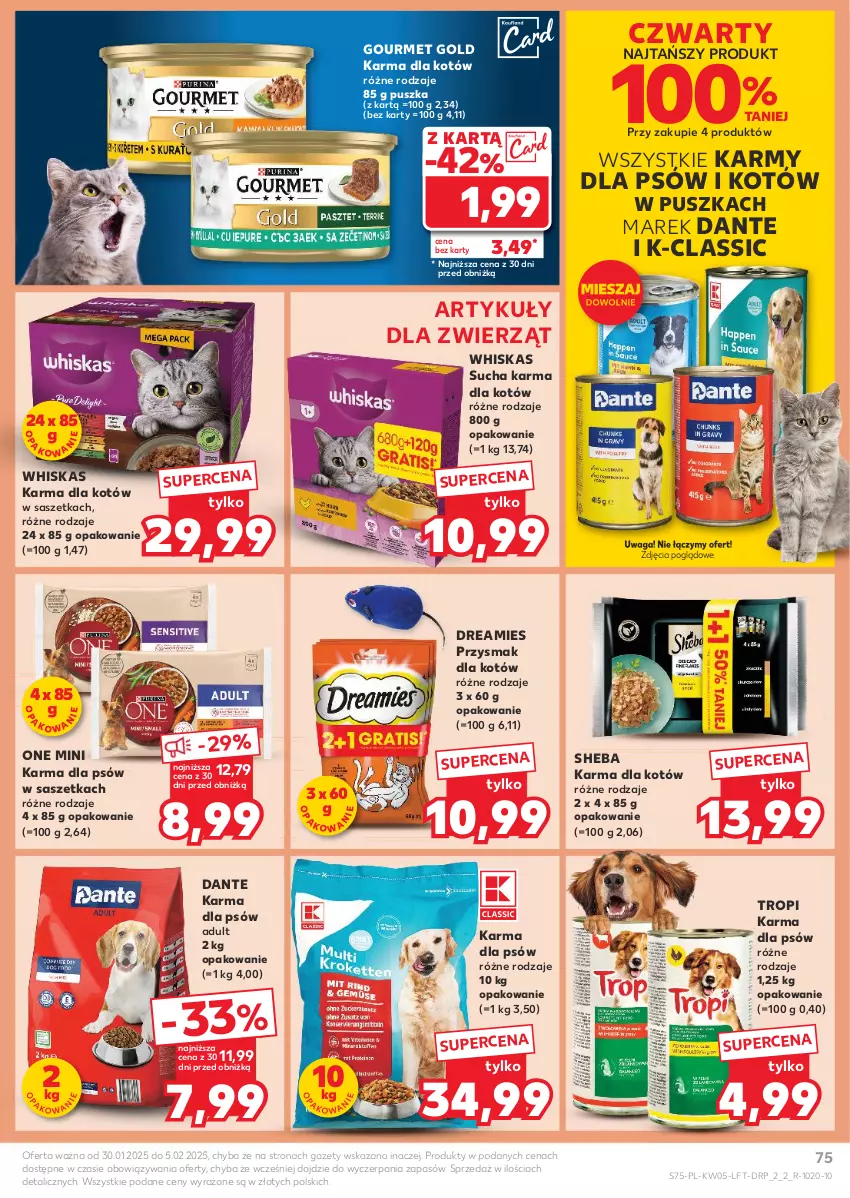 Gazetka promocyjna Kaufland - Gazetka tygodnia - ważna 30.01 do 05.02.2025 - strona 75 - produkty: Gourmet Gold, Sheba, Sucha karma, Waga, Whiskas