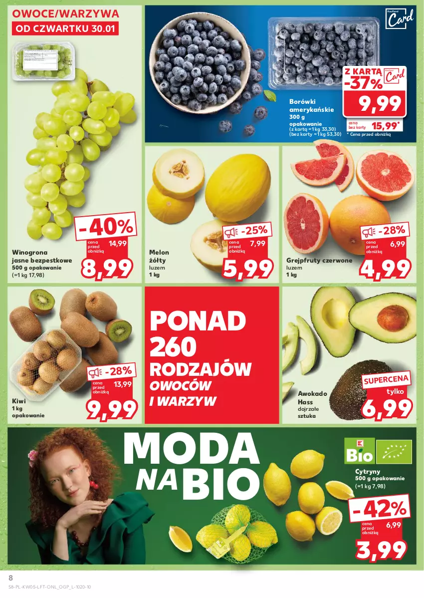 Gazetka promocyjna Kaufland - Gazetka tygodnia - ważna 30.01 do 05.02.2025 - strona 8 - produkty: Cytryny, Grejpfrut, Kiwi, Melon, Moda, Owoce, Warzywa, Wino, Winogrona