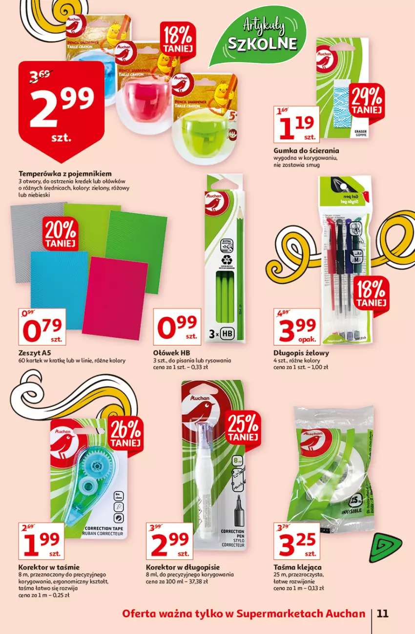 Gazetka promocyjna Auchan - Rysują się soczyste i smakowite okazje Supermarkety - ważna 05.08 do 11.08.2021 - strona 11 - produkty: Długopis, Klej, Pojemnik